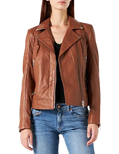 Skórzana kurtka damska Naf Naf, Koniak, 34