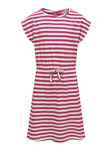 ONLY Dziewczęca Konmay S/S Dress Noos JRS sukienka z dżerseju, Very Berry/Stripes:Cloud Dancer, 146/152 cm