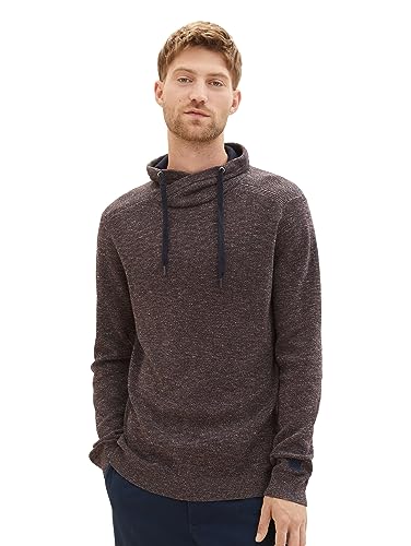 TOM TAILOR sweter męski, 32729 - bordowy granatowy Twotone Grindle, L