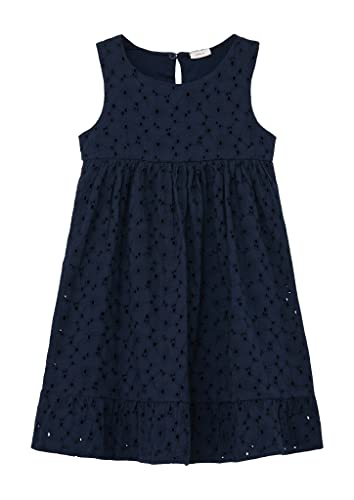 s.Oliver Sukienka Junior Girl's z haftem z dziurkami, niebieska, 104, niebieski, 104 cm