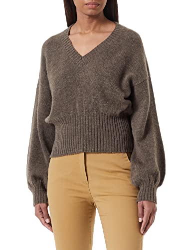 Sisley Damski sweter z dekoltem w serek L/S 109RM400A Sweater, brązowy 84Y, XS