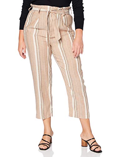 Herrlicher Wygodne damskie spodnie lniane Lurex z wieloma paskami, Brązowy (Umbra 171), 40 PL