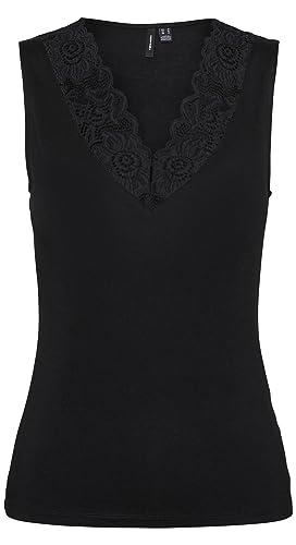 VERO MODA Vmrosa Sl V-Neck JRS Noos Top damski, czarny, XS
