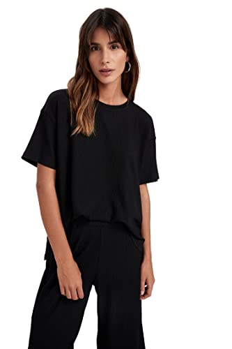 DeFacto T-shirt damski, czarny, XL