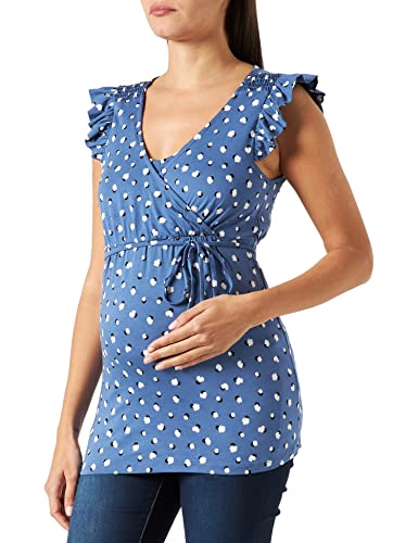 Esprit Maternity Damska koszulka do karmienia bez rękawów nadruk na całej długości, Błękitny - 404, 38 PL