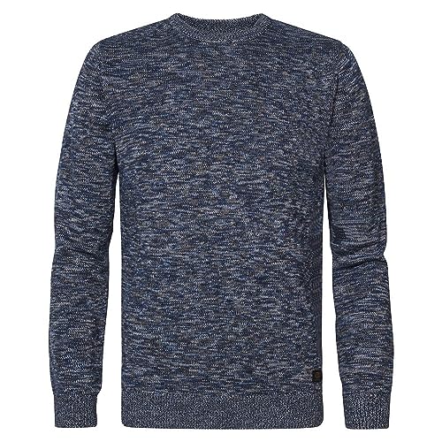 Petrol Industries Męski kardigan, okrągły dekolt, basic polo sweter, szafir, S