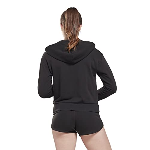Reebok Damska bluza French Terry z zamkiem błyskawicznym, czarna, M, Czarny, M