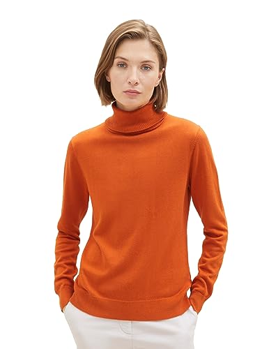 Podstawowy damski sweter z golfem TOM TAILOR, 19772-złoty płomień pomarańczowy, L