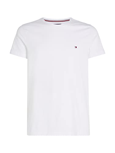 Tommy Hilfiger Męski T-shirt z krótkim rękawem Core Stretch Slim Fit, biały, 3XL
