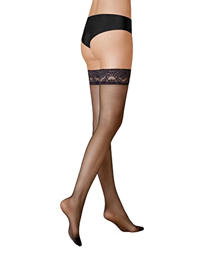 KUNERT Damskie pończochy samonośne, czarny, Large