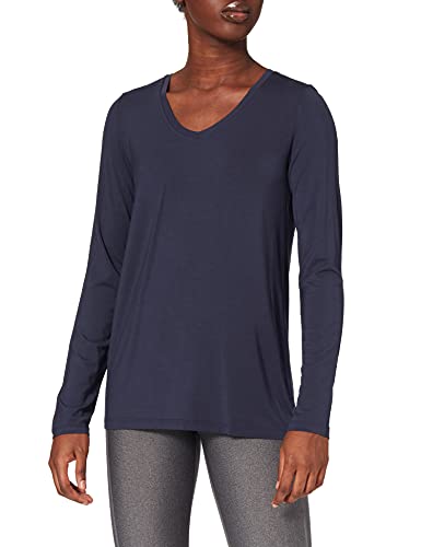 Schiesser Damska koszula do spania z długim rękawem modal - mieszanka + relaks, niebieski, 44