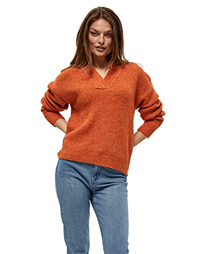 Peppercorn Damski sweter Penelope z dekoltem w serek, 6835m morelowy pomarańczowy melanż, XXL