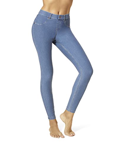 HUE Damskie legginsy dżinsowe Essential | Modne legginsy z tylnymi kieszeniami, Prać w średniej temperaturze, XS