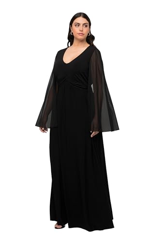 Ulla Popken, Damska, duże rozmiary, sukienka z rękawami skrzydłowymi, czarny