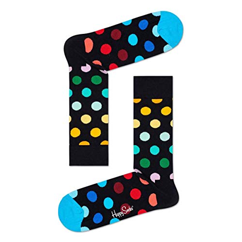 Happy Socks Big Dot, kolorowe i zabawne, Skarpety dla kobiet i mężczyzn, Czarny-Niebieski-Czerwony-Żółty (36-40)
