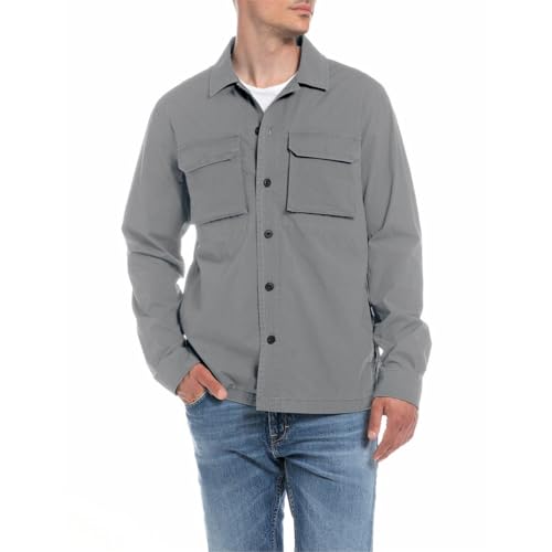 Replay Koszula męska M4102, 319 Steel Grey, XL, 319 Steel Grey, XL