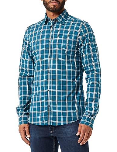 s.Oliver Koszula męska z długim rękawem niebieska zielona L, Niebieski zielony, L