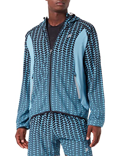 FILA Męska kurtka do biegania RAGA Hooded Running Jacket, Adriatic Blue Fade AOP, XL