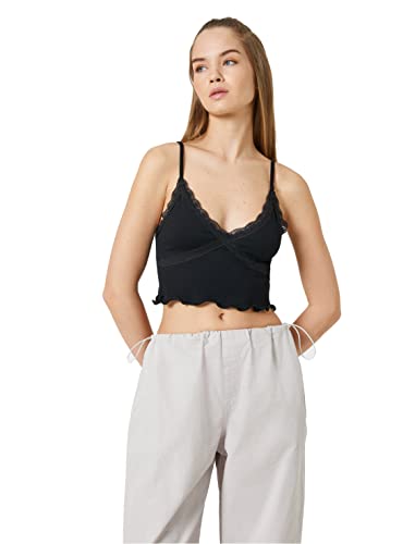 Koton Damski tank top z dekoltem w serek, czarny (999), M