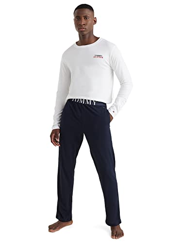 Tommy Hilfiger Spodnie męskie Ls Jersey zestaw piżamy, Białe/niebo pustynne, S