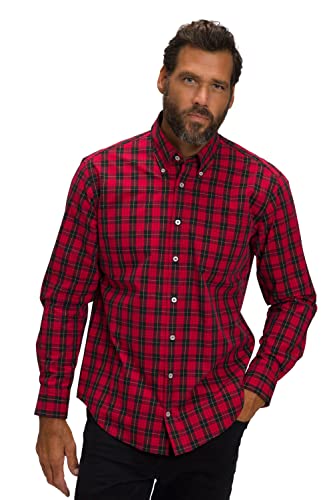 JP 1880 Męska koszula w kratkę 1/1, MF, koszula BD, czerwona, 4XL, czerwony, 4XL