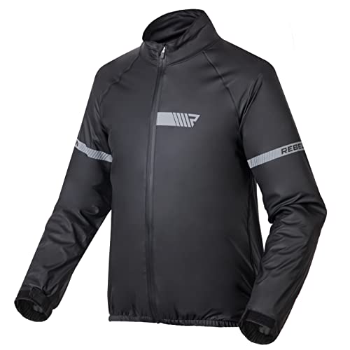 REBELHORN Ocean kurtka przeciwdeszczowa na motocykl, laminowana membrana, elementy odblaskowe, wiatroszczelna, oddychająca, wodoszczelna, czarny, L