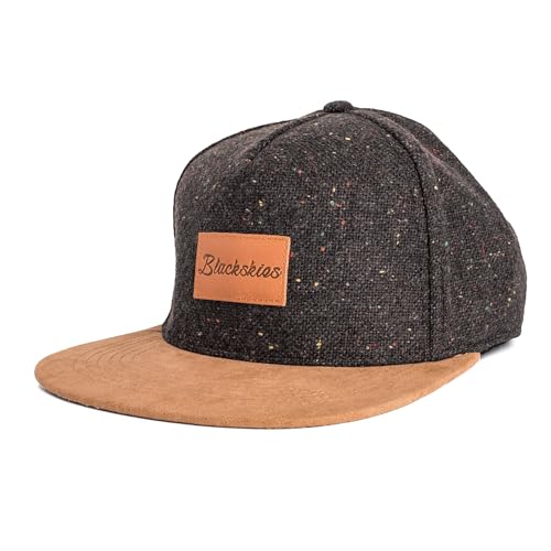 Blackskies Obsidian Snapback Cap czapka z daszkiem, czarna, winnoczerwona, brązowa, szara, zamszowa, uniseks, czapka baseballowa, wełna, Obsydian - czarno-brązowy, jeden rozmiar