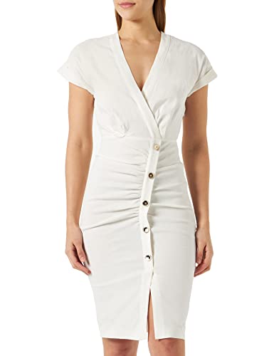 Pinko Sukienka Len Stretch Z15_White Nembo, 48 Kobiety, Z15_biały Nembo, 46