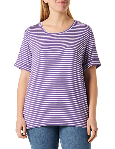 ONLY Carnanna SS Fold Up Tee JRS Noos T-Shirt damski, Royal Lilac/Stripes:Cloud Dancer, 42/44
