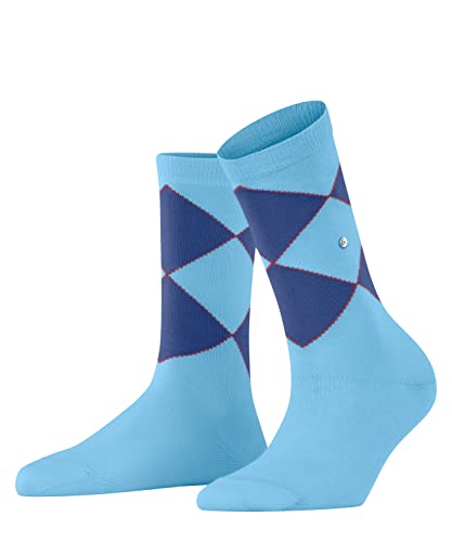 Burlington Kobiety Skarpety Darlington W SO Bawełna z wzorem 1 Para, Niebieski (Hydro 6526), 36-41