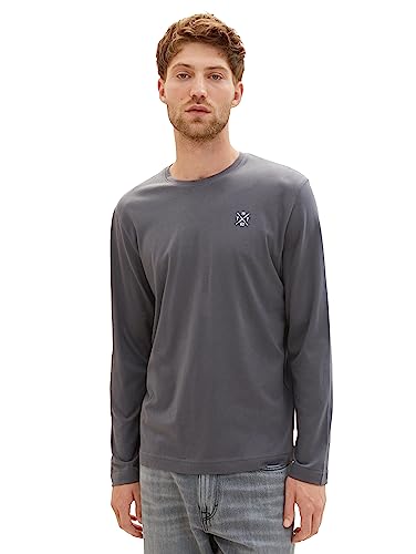 TOM TAILOR Męski T-shirt z długim rękawem, 10743 – Cyber Grey, XXL