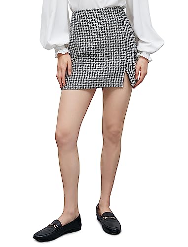 Koton Mini Spódnica z rozciętym kurczakiem, 9C9 (Black Check), 40 damska