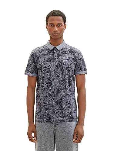 TOM TAILOR Męska koszulka polo 1036375, 31800-Navy Tonal Big Leaf Design, 3XL, 31800 - Navy Tonal Big Leaf Design, 3XL