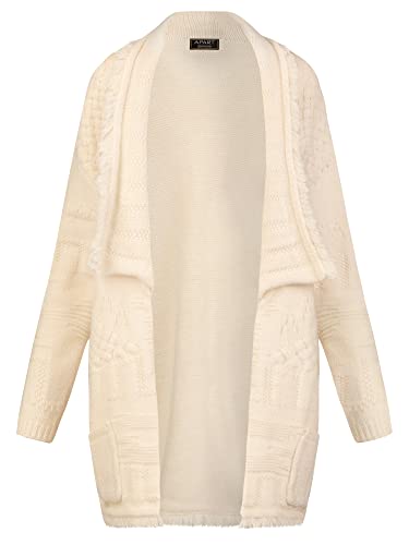 ApartFashion Women's APART obszycie z frędzlami, kardigan, kremowy, normalny, kremowy, S