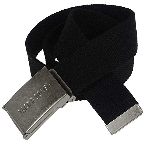 JACK & JONES Jacsolid Woven Belt męski pasek pleciony, czarny, 90