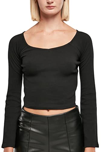 Urban Classics Damska koszulka z krótkim rękawem i szerokim dekoltem w serek, czarny, 3XL