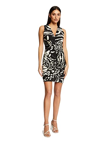 Morgan Damska sukienka z nadrukiem abstrakcyjnym RDUELA Black T38, Czarny/Off White, 36