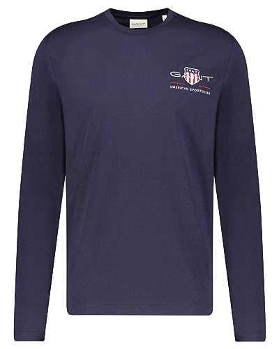 GANT Męski T-Shirt Reg Medium Archive Shield Ls T, niebieski (Evening Blue), S