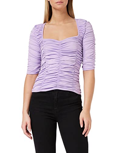 NA-KD Gathered Jersey Top Koszula damska, Jasny fioletowy, S
