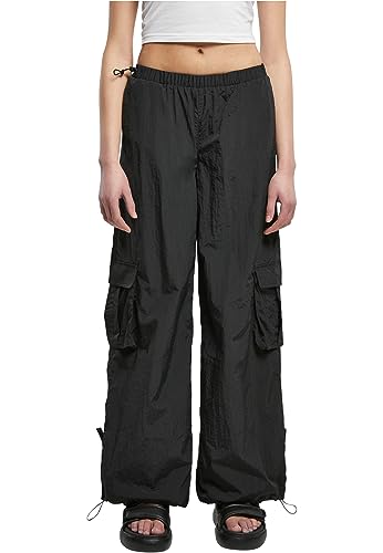 Urban Classics Damskie spodnie cargo Wide Crinkle, czarny, 4XL