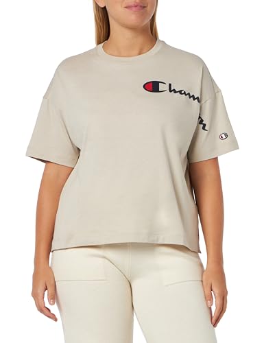 Champion Legacy American Classics W-Big Logo Light Cotton Jersey S-s Oversized Crewneck Koszulka damska, Srebrny Szary, XS