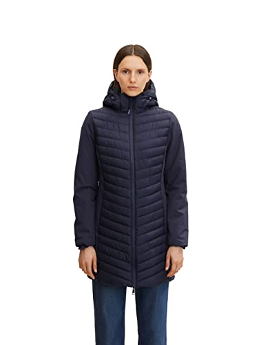 TOM TAILOR Damski Pikowany płaszcz z kapturem 1033289, 30025 - Navy Midnight Blue, XL