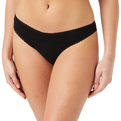 FM London (5-pak) Spodnie bikini dla kobiet, wygodne stringi bikini idealne jako stroje kąpielowe damskie, bogata bawełna, miękkie, atrakcyjne wzornictwo, Black, 42