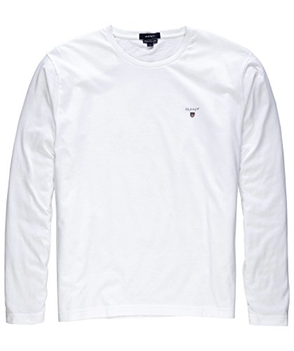 GANT Męska koszulka z długim rękawem SOLID LS T-SHIRT, biały (White 110), M