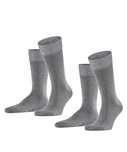 FALKE Mężczyźni Skarpety Happy 2-Pack M SO Bawełna jednokolorowe 2 Pak, Szary (Light Grey Melange 3390), 43-46