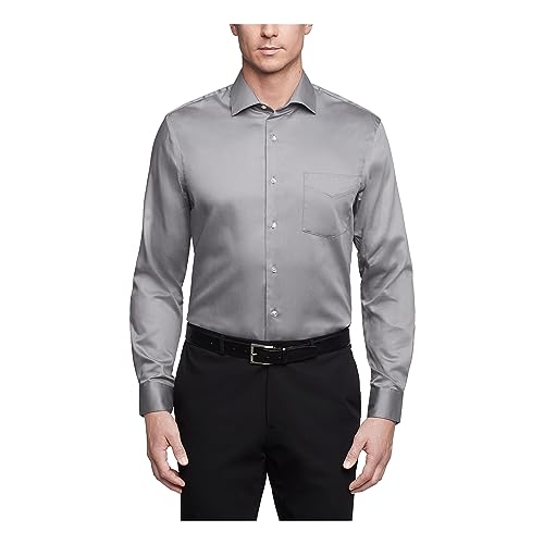 Van Heusen Męska koszula Lux Sateen Stretch Solid Smoking