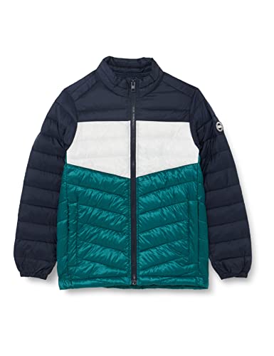 JACK&JONES JUNIOR Jjehero Puffer Collar Jnr kurtka chłopięca, Storm/Detail:BLOCKED - WHITE/NAVY, 164