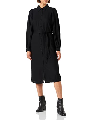 VERO MODA Women's VMKITTIE MDOT LS Calf Shirt Dress WVN sukienka, czarna, S