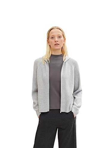 TOM TAILOR Damski Kardigan z kapturem 1034054, 30282 - Concrete Grey Melange, L
