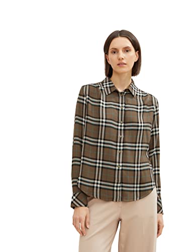 TOM TAILOR Damski Bluzka z wzorem w kratkę 1034025, 30823 - Tarmac Small Check Woven, 38